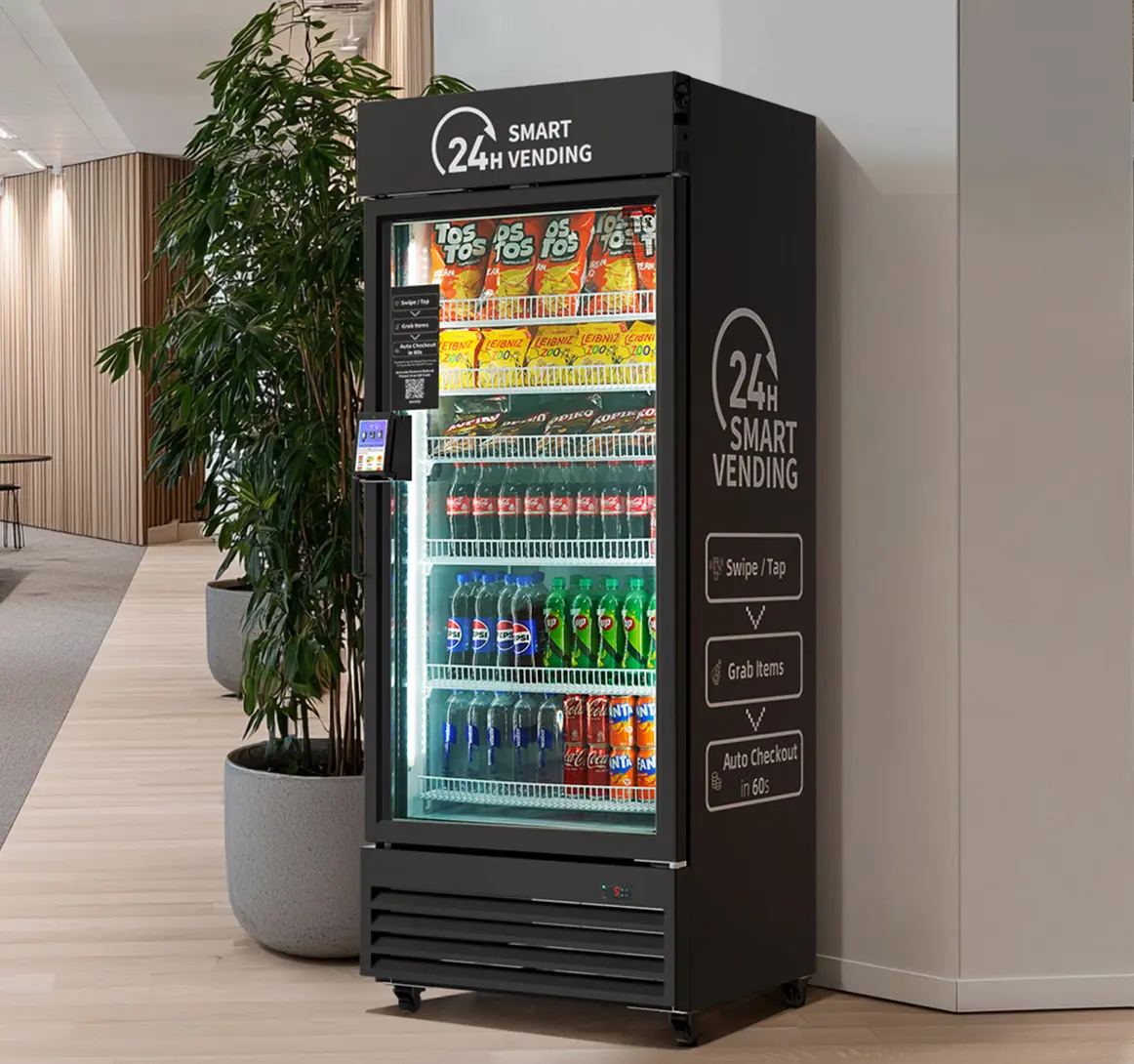 Modern smart vending machine installed in a Chicago workplace
